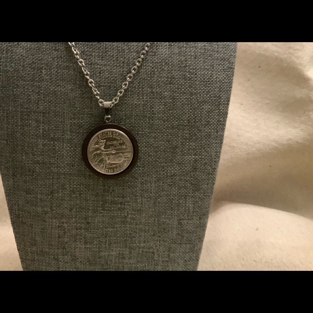 Crossing the Delaware Quarter Coin Necklace on Stainless Steel Chain * FREE S/H